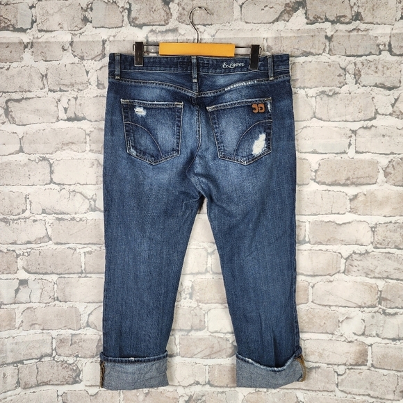 Joes Jeans Ex-Lover Destroyed Distressed Cropped Medium Blue Gemma Wash Size 30 - Picture 11 of 16